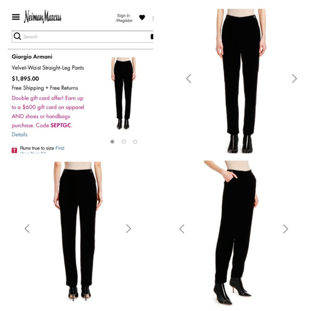 GEORGIO ARMANI Black Velvet Trouser Pants 42 8/10 - Picture 1 of 8